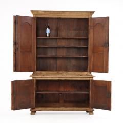 A Belgian Oak Two Part Paneled Cupboard Mid 19th C  - 4324464