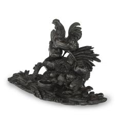 A Black Forest carved wood inkwell with wheat sheafs and poultry - 3377113