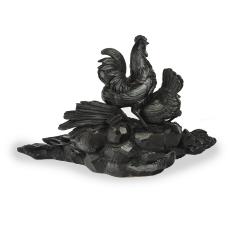 A Black Forest carved wood inkwell with wheat sheafs and poultry - 3377114