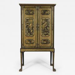 A Black Lacquer Polychrome And Two Color Gilt Cabinet On Original Stand - 1379719