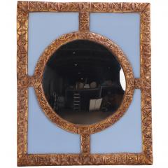 A Blue Glass and Resin Quadrant Wall Mirror  - 4636989