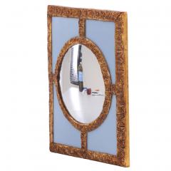 A Blue Glass and Resin Quadrant Wall Mirror  - 4636993