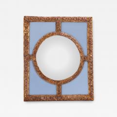 A Blue Glass and Resin Quadrant Wall Mirror  - 4638897