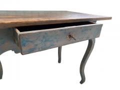 A Blue Rococo 18th Century Writing Table With Drawer Finland - 3951156