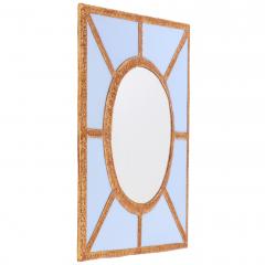 A Bold Geometric Blue Glass and Gold Resin Convex Wall Mirror - 4722772