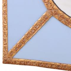 A Bold Geometric Blue Glass and Gold Resin Convex Wall Mirror - 4722774