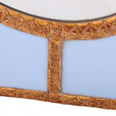A Bold Geometric Blue Glass and Gold Resin Convex Wall Mirror - 4722775
