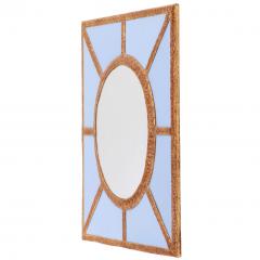 A Bold Geometric Blue Glass and Gold Resin Convex Wall Mirror - 4722777