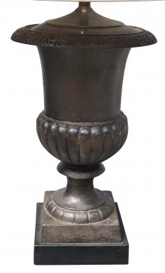 A Boldly Scaled French Steel Brushed Iron Campagna Urn Now a Lamp - 682271
