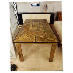 A Brass Modernist Dining Table with an Agate Marble Top - 256595
