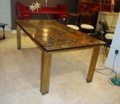 A Brass Modernist Dining Table with an Agate Marble Top - 256596