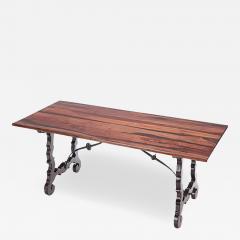 A Brazilian table with iron stretcher Circa 1940  - 3014866