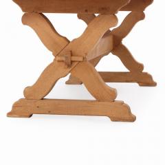 A Brutalist French oak sawbuck table C 1950  - 4211255