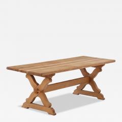 A Brutalist French oak sawbuck table C 1950  - 4213839