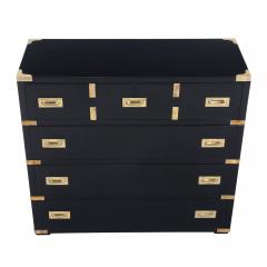 A Campaign style ebonized dresser with brass pulls and corner details C 1940  - 2370309