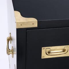 A Campaign style ebonized dresser with brass pulls and corner details C 1940  - 2370310
