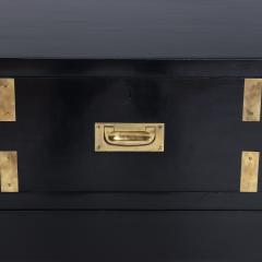 A Campaign style ebonized dresser with brass pulls and corner details C 1940  - 2370312