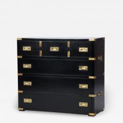 A Campaign style ebonized dresser with brass pulls and corner details C 1940  - 2373619