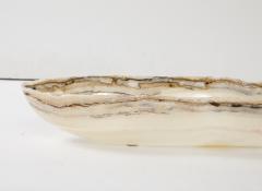 A Canoe Shaped White and Amber Onyx Bowl or Centerpiece - 3480725