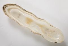 A Canoe Shaped White and Amber Onyx Bowl or Centerpiece - 3480727