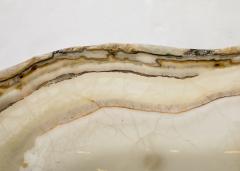 A Canoe Shaped White and Amber Onyx Bowl or Centerpiece - 3480728