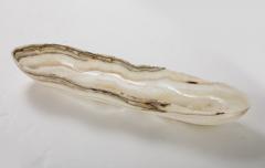 A Canoe Shaped White and Amber Onyx Bowl or Centerpiece - 3480729