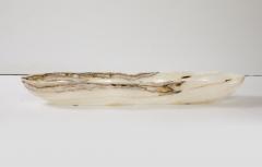 A Canoe Shaped White and Amber Onyx Bowl or Centerpiece - 3480730