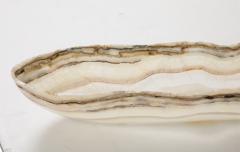 A Canoe Shaped White and Amber Onyx Bowl or Centerpiece - 3480731