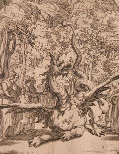 A Carracci Engraving titled Apollo and the Python 1589 Florence Italy  - 3818530