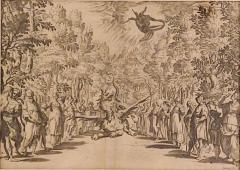 A Carracci Engraving titled Apollo and the Python 1589 Florence Italy  - 3820909