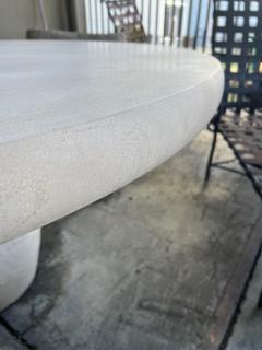 A Carved French Limestone Round Dining Center Table with Barrel form Base - 3476845