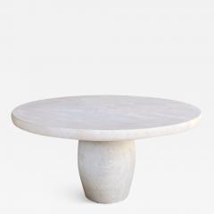 A Carved French Limestone Round Dining Center Table with Barrel form Base - 3479141