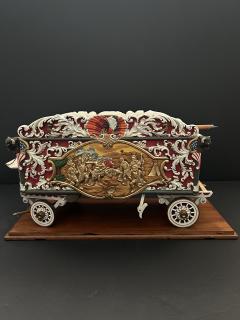 A Carved and Polychrome Paint Decorated Model of a Circus Wagon  - 4122120