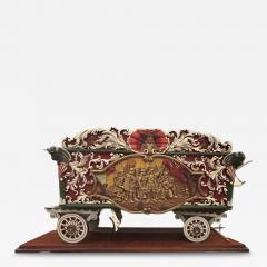 A Carved and Polychrome Paint Decorated Model of a Circus Wagon  - 4122431