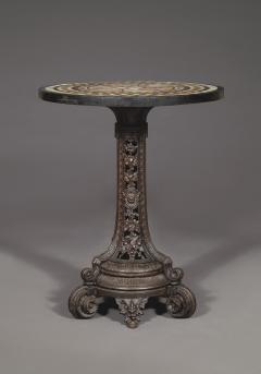 A Cast Iron Center Table With Specimen Marble Top Of Geometric Design - 1814520