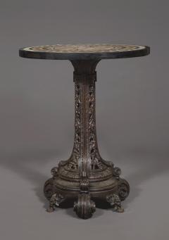 A Cast Iron Center Table With Specimen Marble Top Of Geometric Design - 1814521