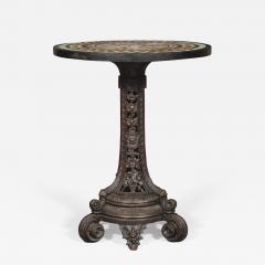 A Cast Iron Center Table With Specimen Marble Top Of Geometric Design - 1816395