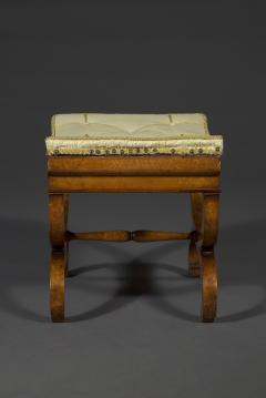 A Charming pair of birds eye maple and amaranth inlaid X form stools - 4766138