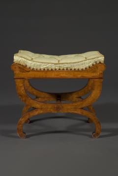 A Charming pair of birds eye maple and amaranth inlaid X form stools - 4766139