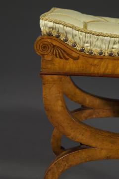 A Charming pair of birds eye maple and amaranth inlaid X form stools - 4766140