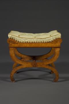 A Charming pair of birds eye maple and amaranth inlaid X form stools - 4766141