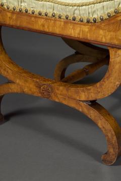 A Charming pair of birds eye maple and amaranth inlaid X form stools - 4766142