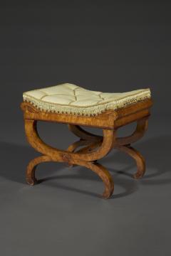 A Charming pair of birds eye maple and amaranth inlaid X form stools - 4766145
