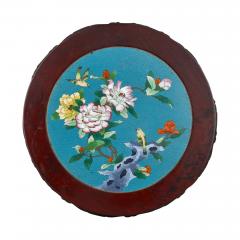 A Chinese cloisonn enamel inset circular carved hardwood pedestal - 3045661