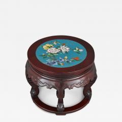 A Chinese cloisonn enamel inset circular carved hardwood pedestal - 3046125