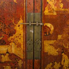 A Chinoiserie red lacquered wardrobe 19th C  - 4227041