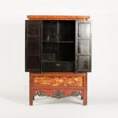 A Chinoiserie red lacquered wardrobe 19th C  - 4227042
