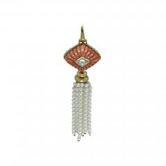 A Clunn carved coral and pearl pendant - 1855994