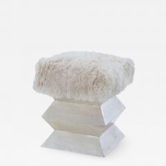 A Contemporary parchment covered stool having goat hair upholstery  - 3251136