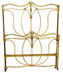 A Continental Wrought Iron and Brass Polychrome Bed - 3298707